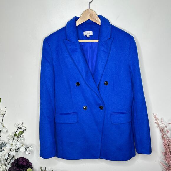 LOFT ANN TAYLOR Double Breasted Blazer Royal Cobalt Blue Sz 14 {140} - Picture 2 of 6